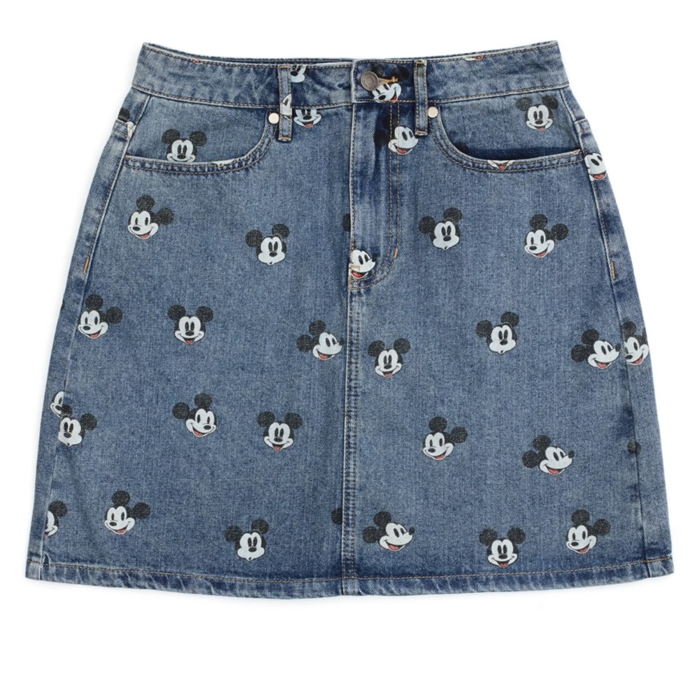 Disney Blue Denim Mini Skirt with Mickey Mouse Print